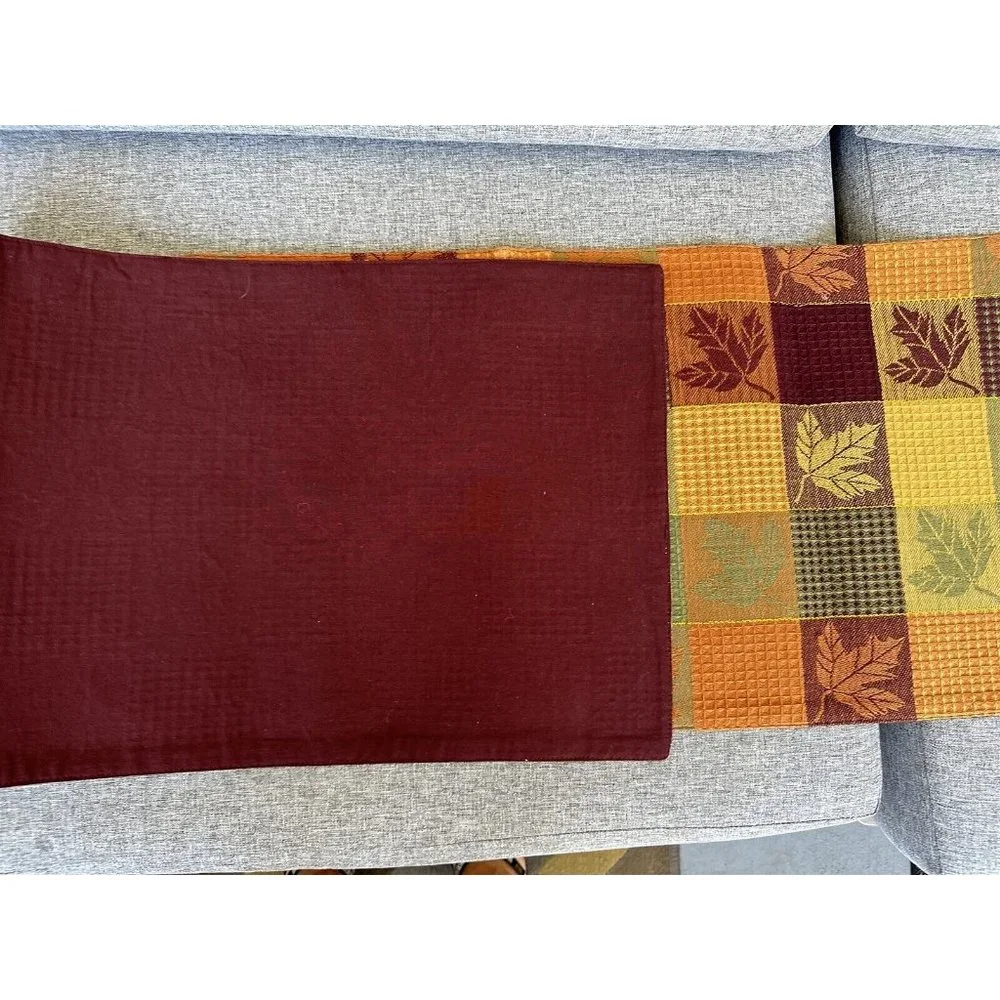 Table Runner Leaves Fall Foliage Orange Red Green Brown